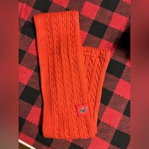Red Cable Knit Scarf with Logo